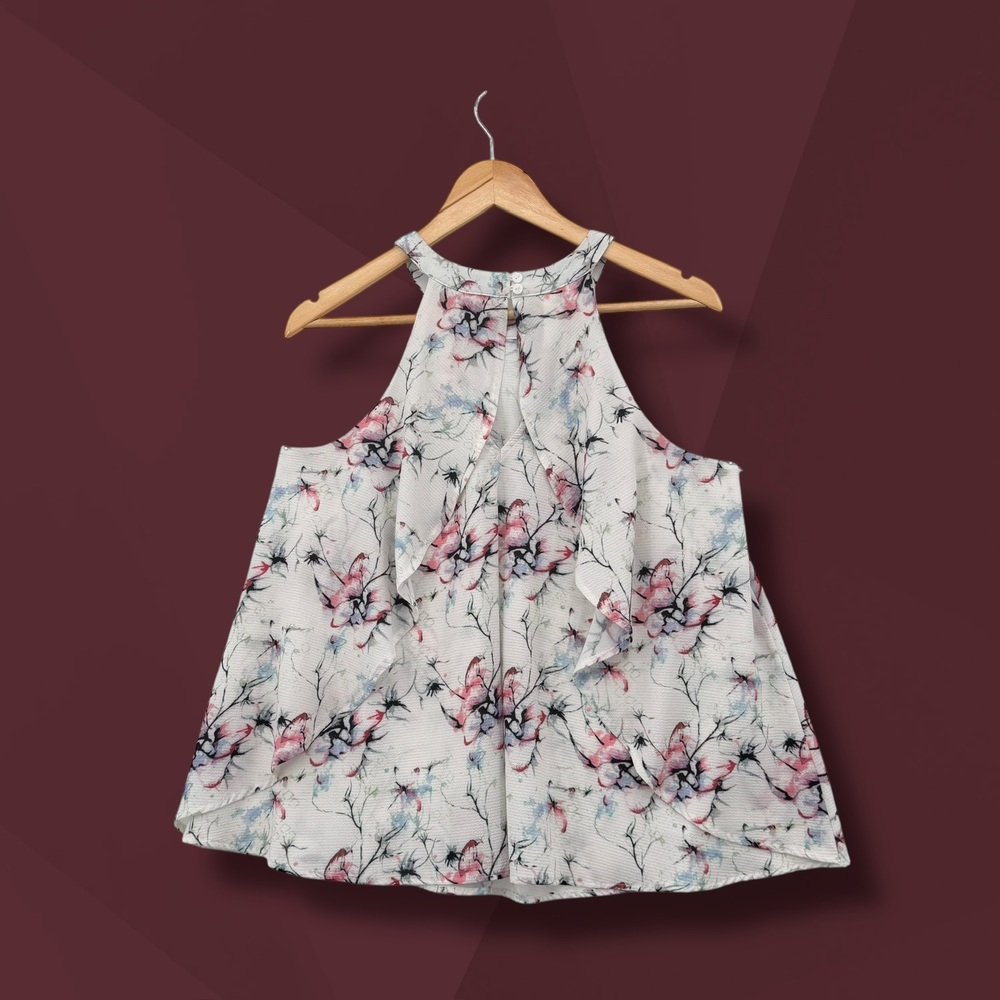 Doe + Rae Floral Sleeveless Painting Blouse L - Picture 3 of 4